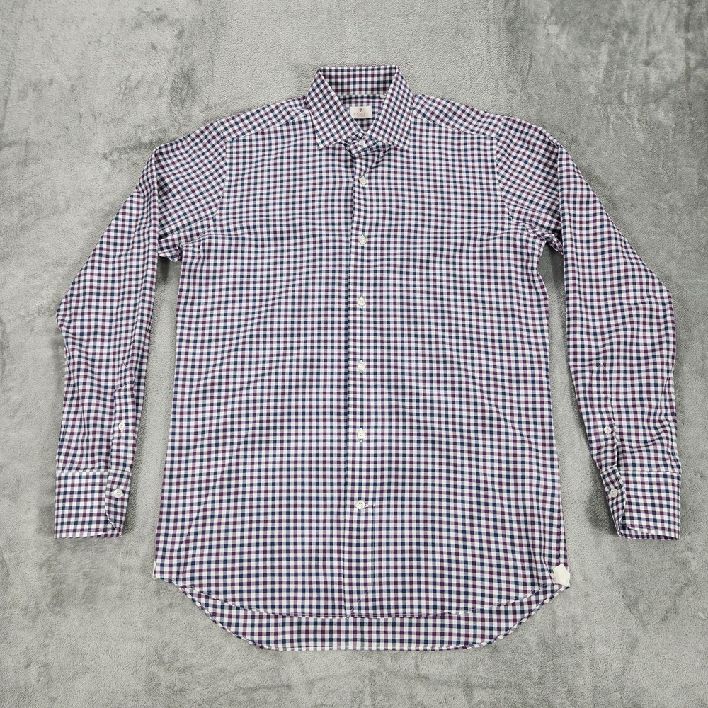 Bruli Shirt Mens Medium Blue Long Sleeve Button Up Swiss Made Spread Collar